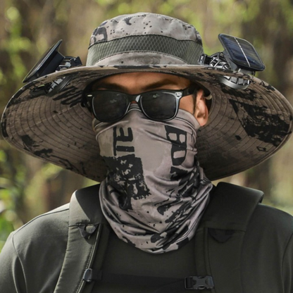 Sun Hat Solar-Powered Fan Wide Brim & UV Protection
