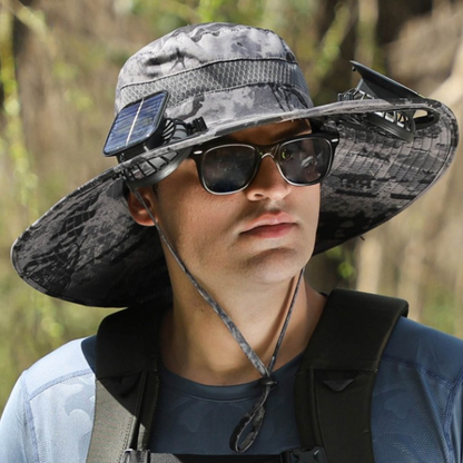 Sun Hat Solar-Powered Fan Wide Brim & UV Protection