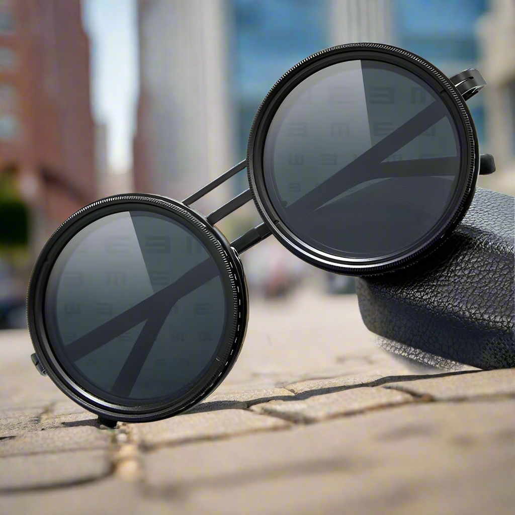 Sunglasses Adjustable Tint Lenses UV400 Round Metal Frame