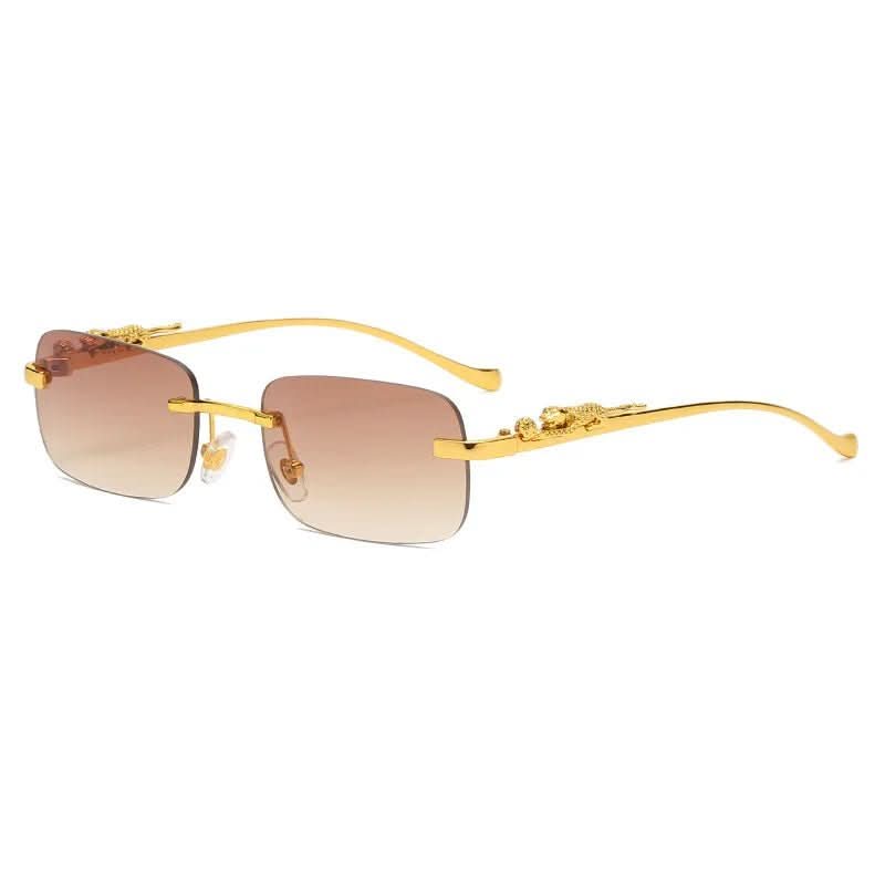 Sunglasses Rimless Leopard Head Temple UV400