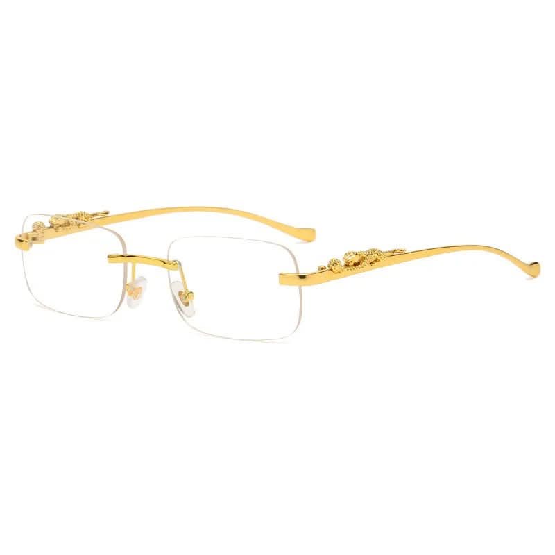 Sunglasses Rimless Leopard Head Temple UV400
