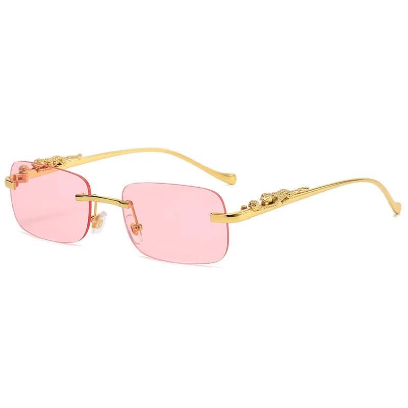 Sunglasses Rimless Leopard Head Temple UV400