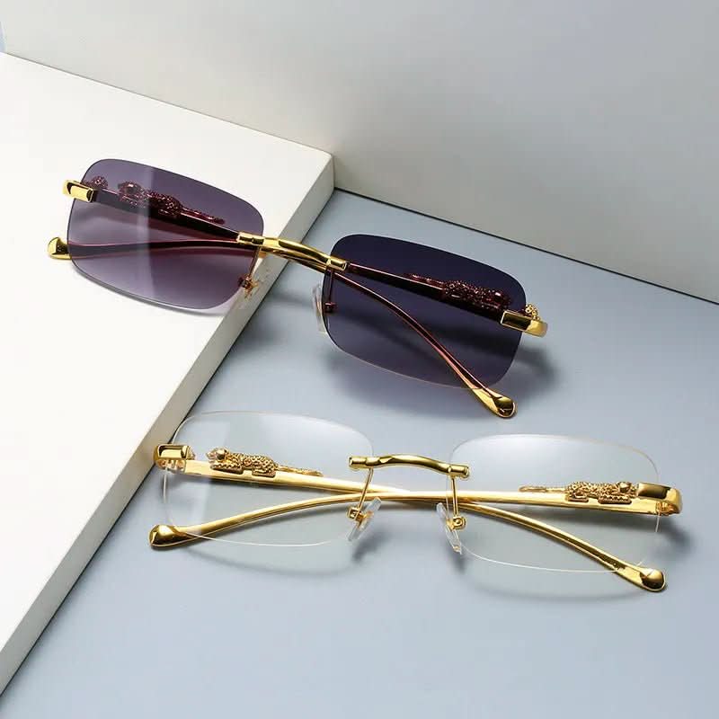 Sunglasses Rimless Leopard Head Temple UV400