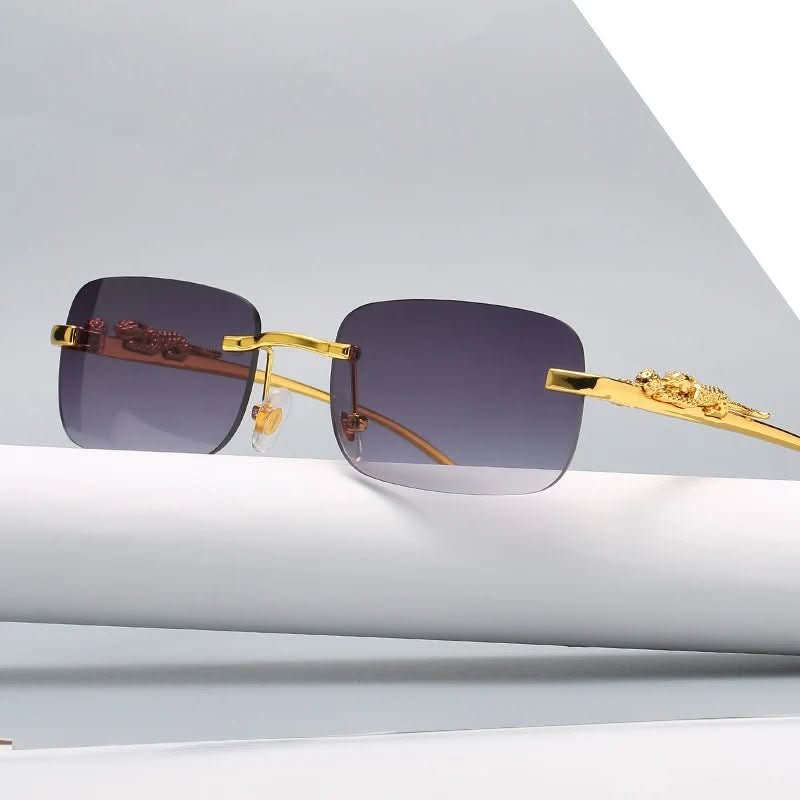 Sunglasses Rimless Leopard Head Temple UV400