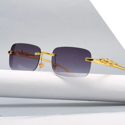 Sunglasses Rimless Leopard Head Temple UV400