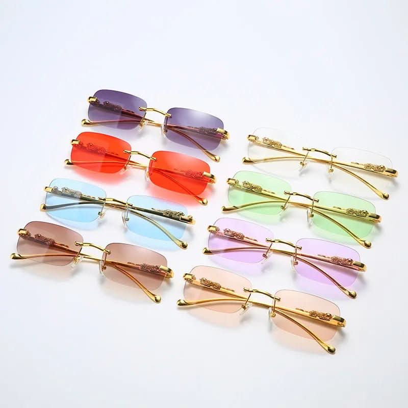 Sunglasses Rimless Leopard Head Temple UV400