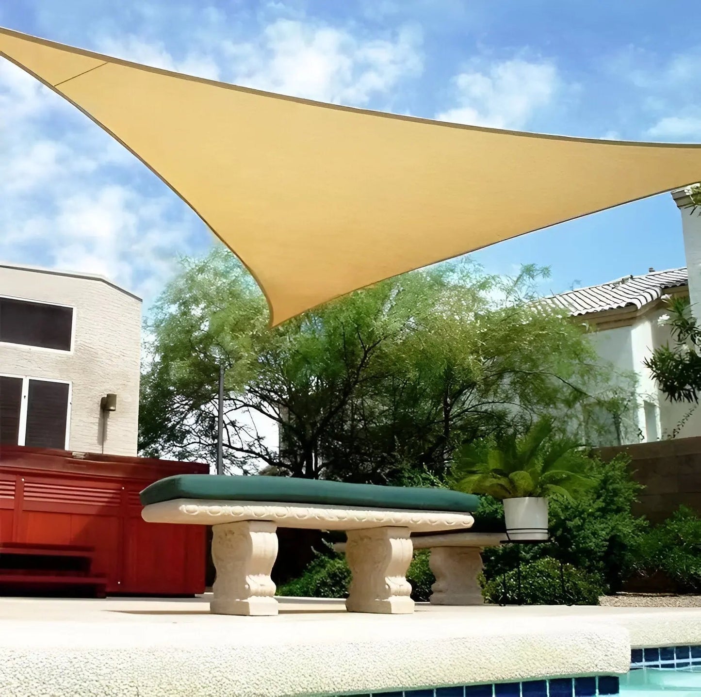 Sunshade Sail Triangular Water-Repellent Polyester Blocks 95% UV