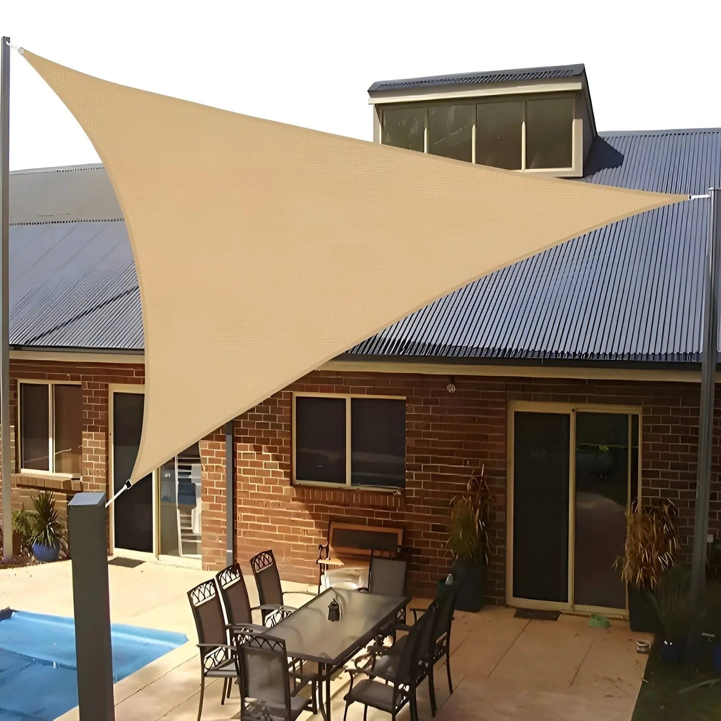 Sunshade Sail Triangular Water-Repellent Polyester Blocks 95% UV