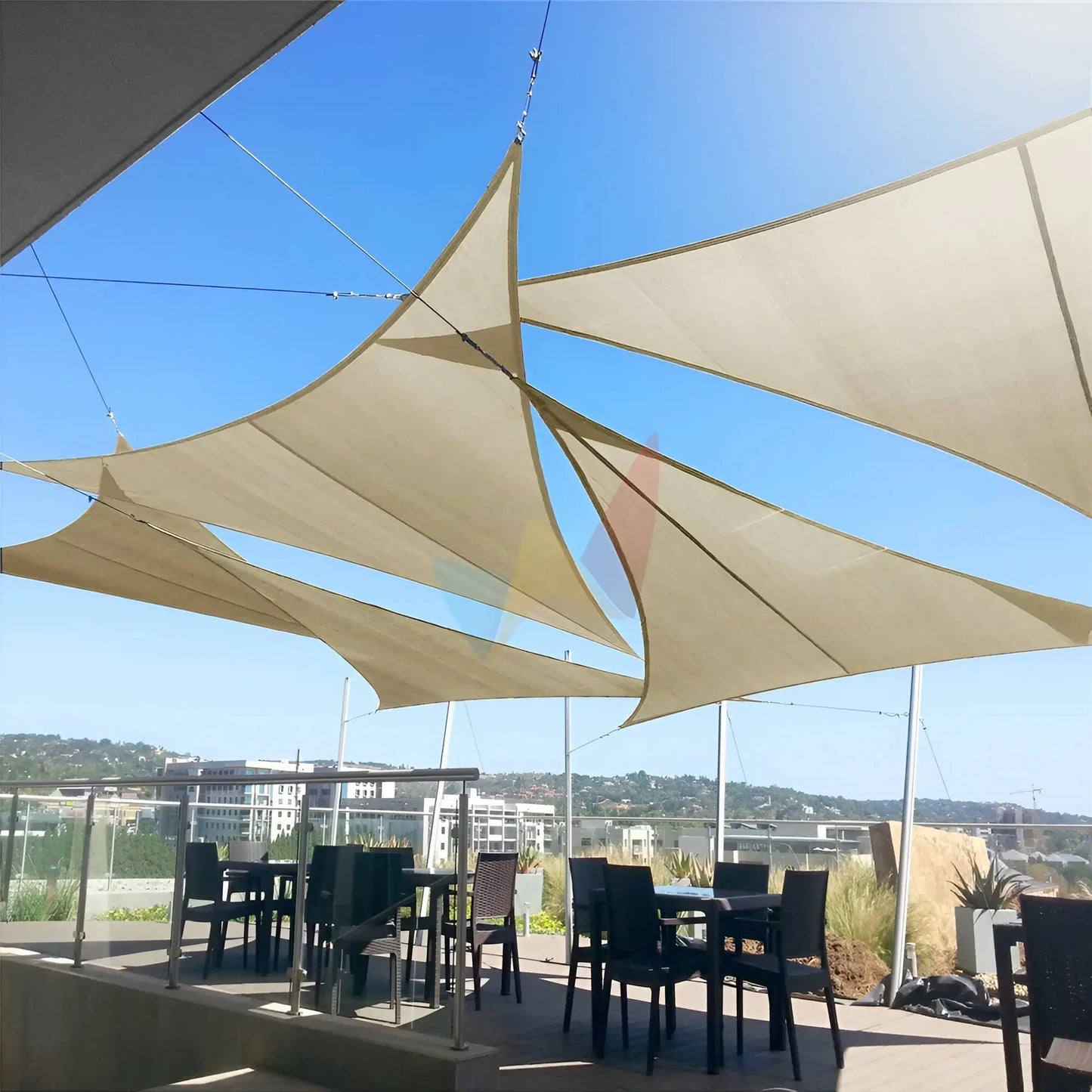 Sunshade Sail Triangular Water-Repellent Polyester Blocks 95% UV