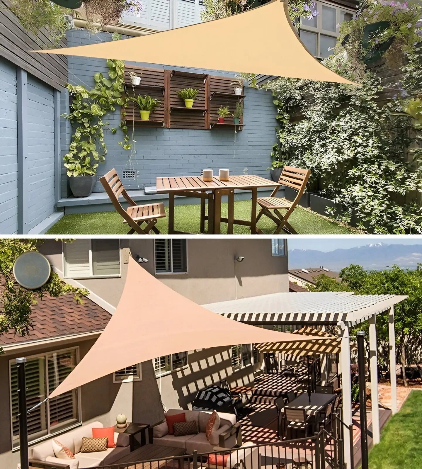 Sunshade Sail Triangular Water-Repellent Polyester Blocks 95% UV