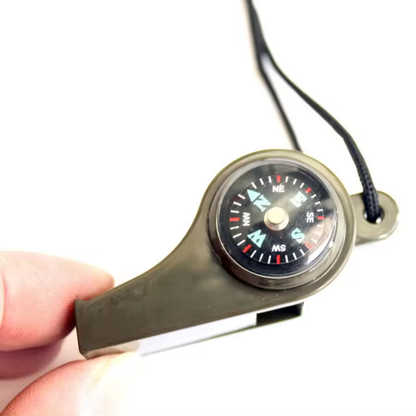 Survival Whistle Battery-Free Compass & Thermometer