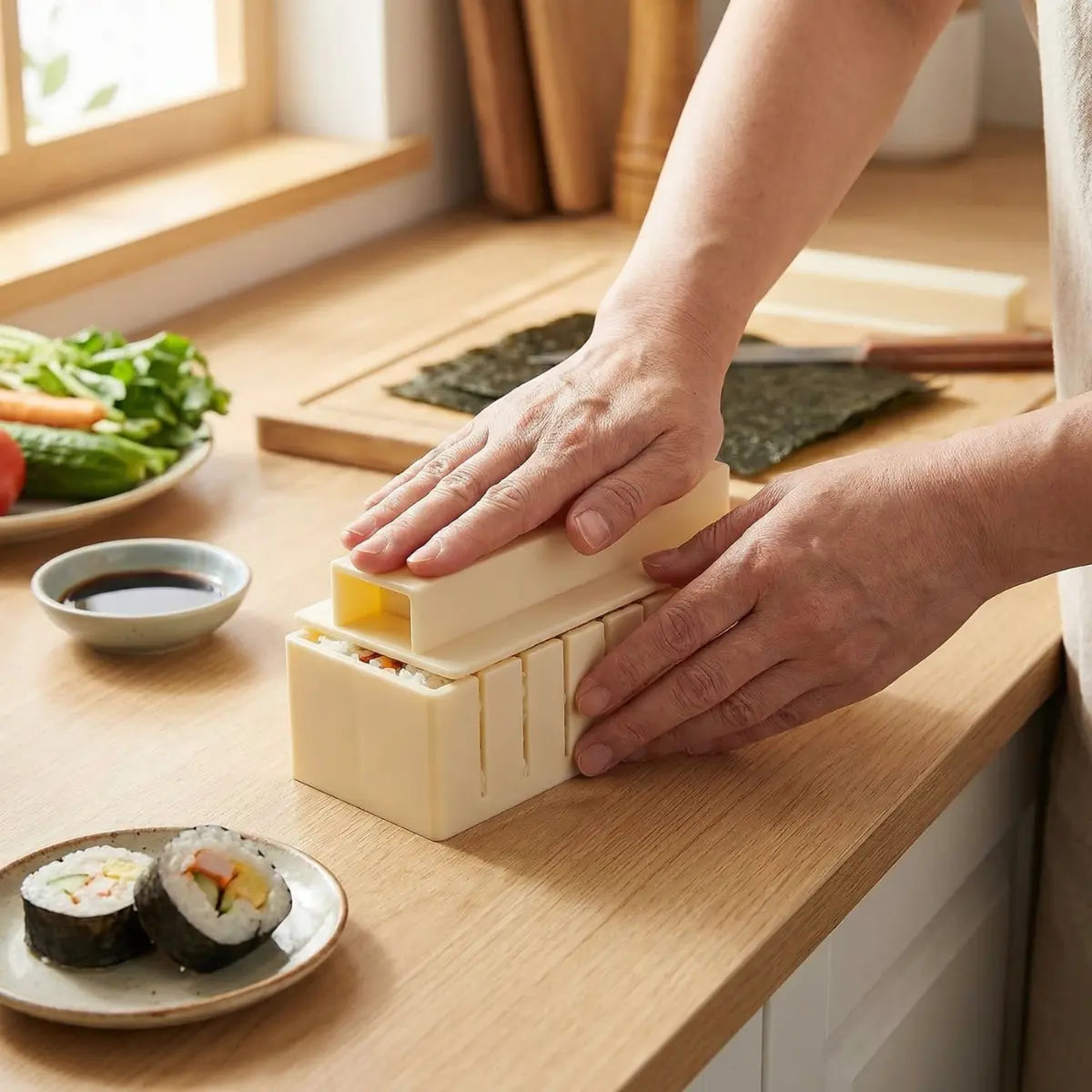 Sushi Mold Set No-Roll Cutting Guides Dishwasher Safe