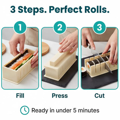 Sushi Mold Set No-Roll Cutting Guides Dishwasher Safe