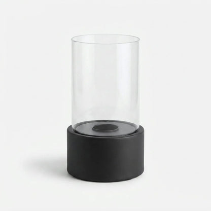 Table Fire Lantern Bioethanol-Powered Borosilicate Glass Weatherproof Steel Base