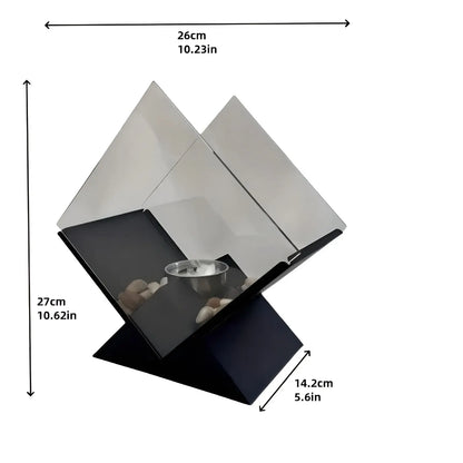 Table Fireplace Bio-Ethanol Clean-Burning Mirrored Panels & Decorative Stones