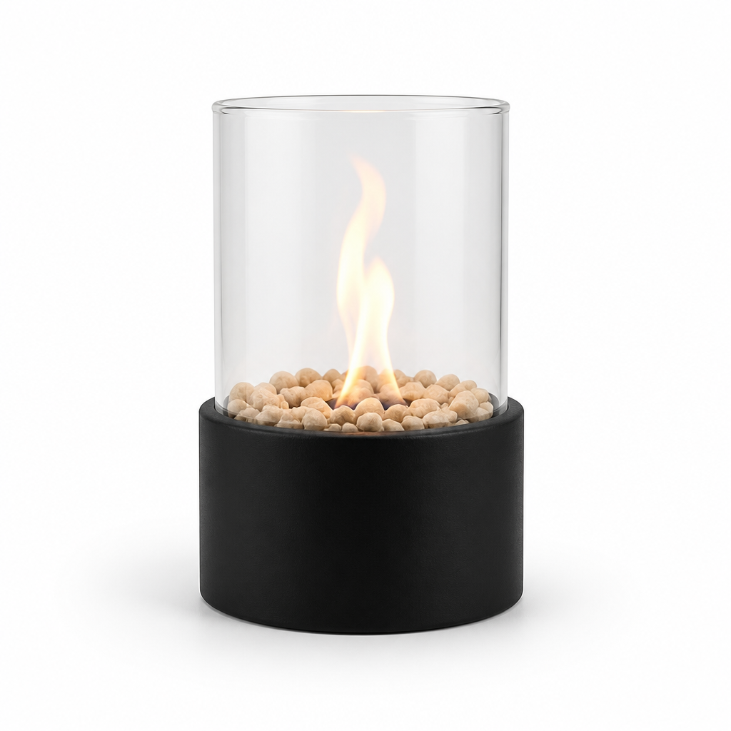 Table Fireplace Glass Cylinder Bioethanol Ready