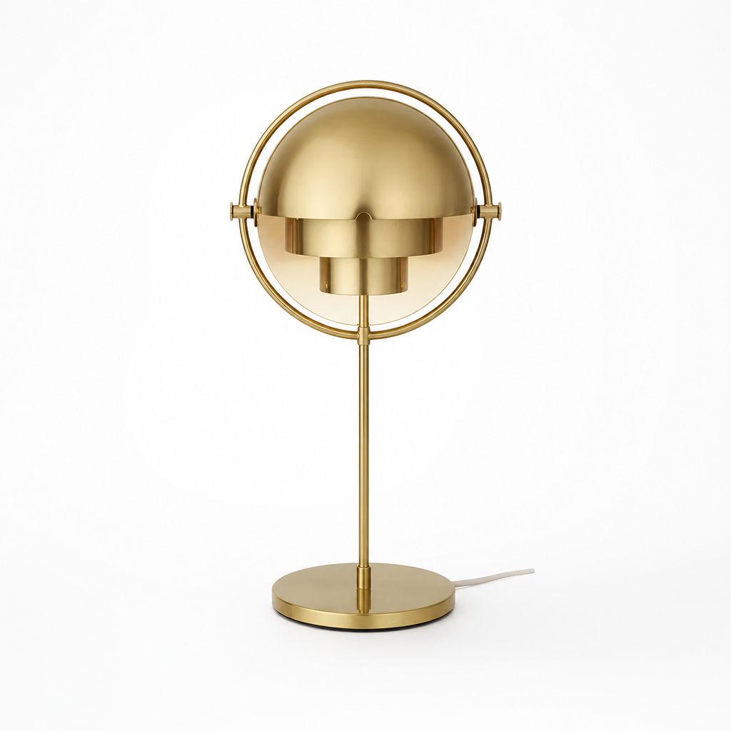 Table Lamp Bauhaus Glass & Gold Finish Flicker-Free LED