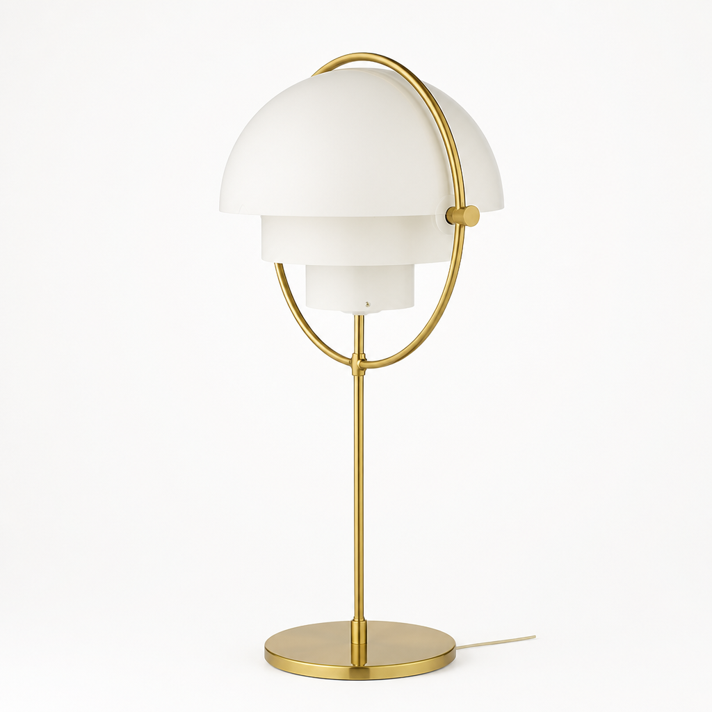 Table Lamp Bauhaus Glass & Gold Finish Flicker-Free LED