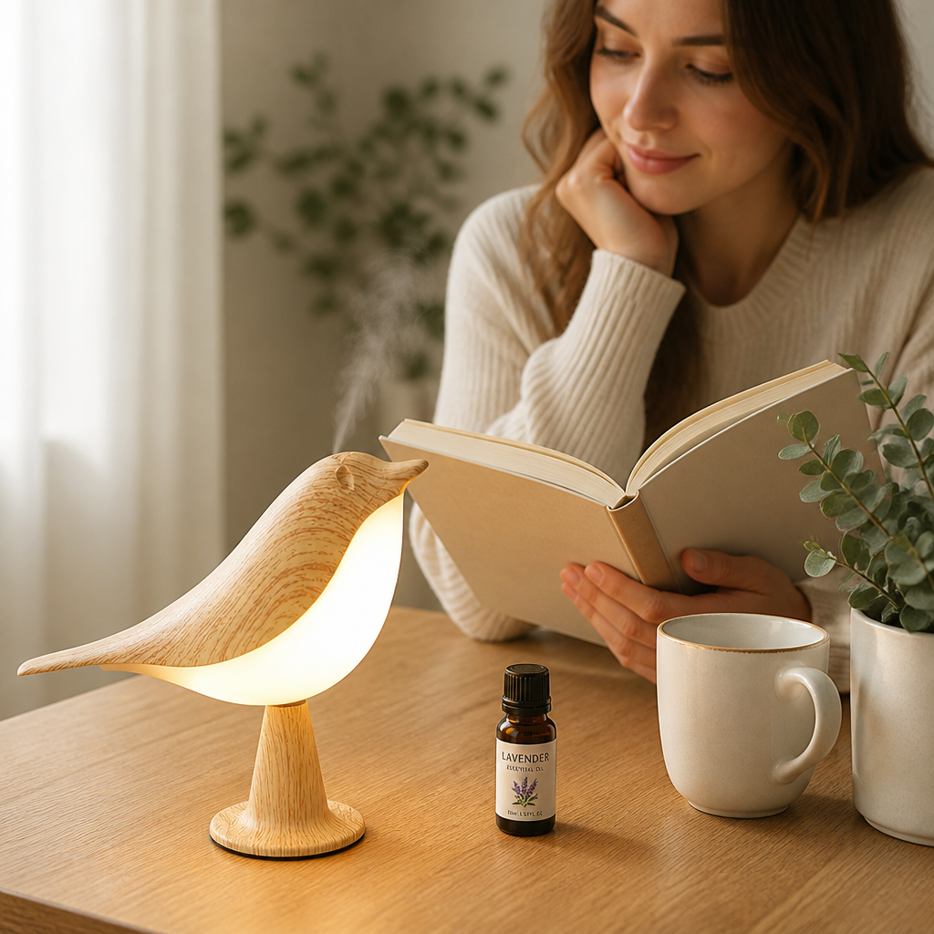 Table Lamp Bird-Shaped Aroma Diffuser Stepless Dimming USB-C Rechargeable