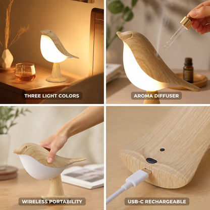 Table Lamp Bird-Shaped Aroma Diffuser Stepless Dimming USB-C Rechargeable