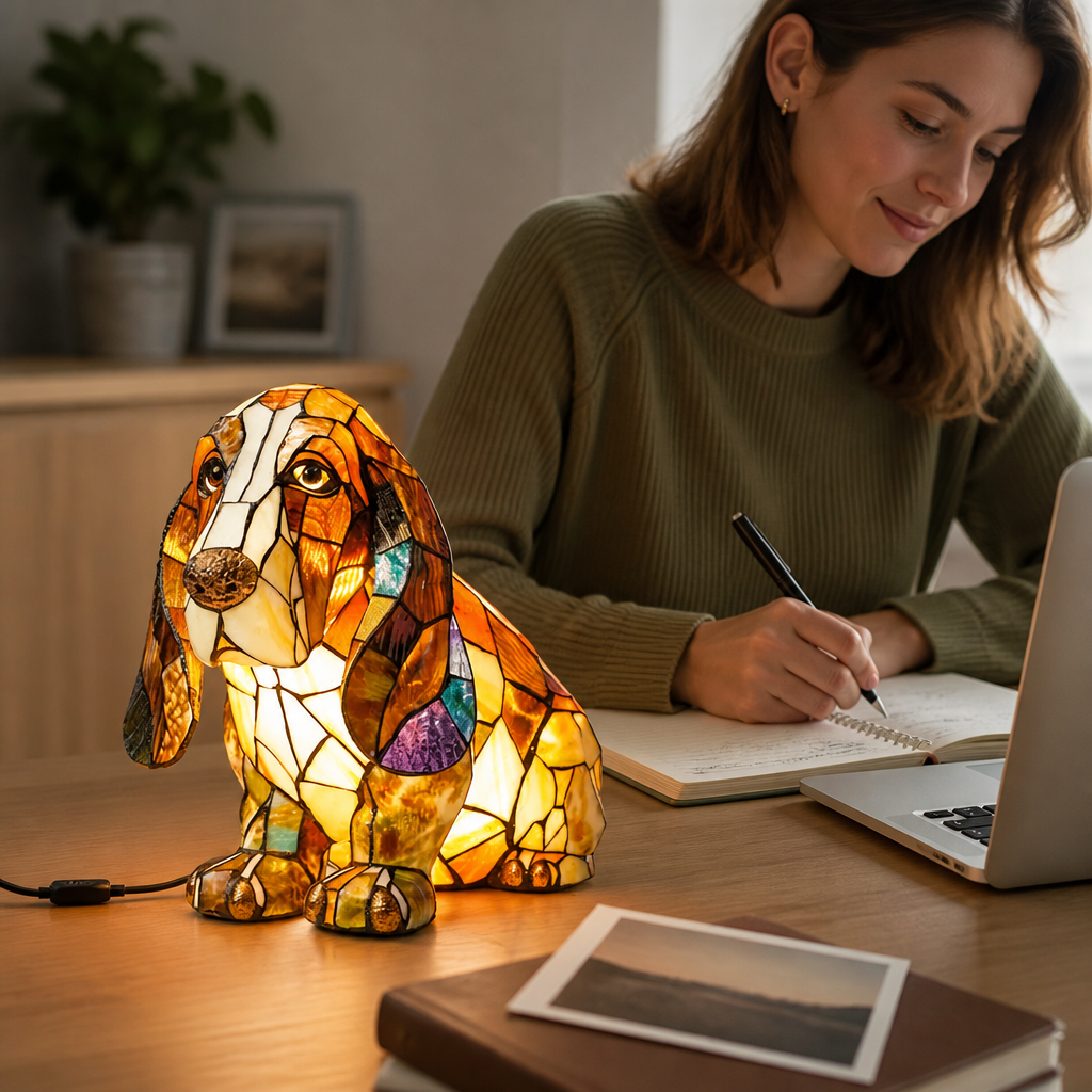 Table Lamp Dog Breed Silhouette LED USB Night Light