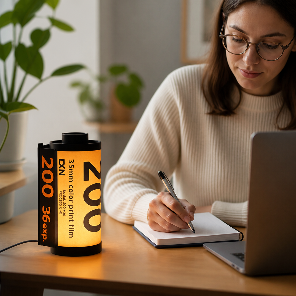 Table Lamp Film Roll Design Warm White