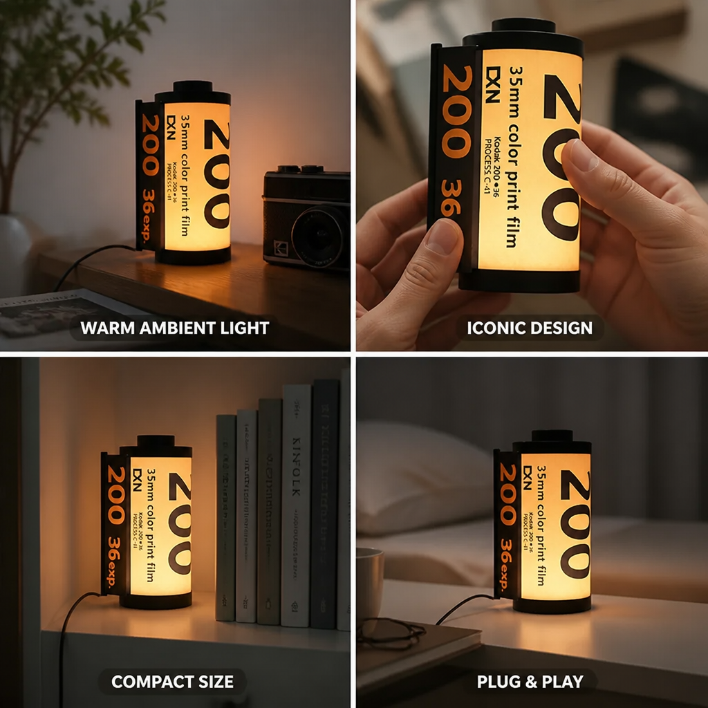 Table Lamp Film Roll Design Warm White