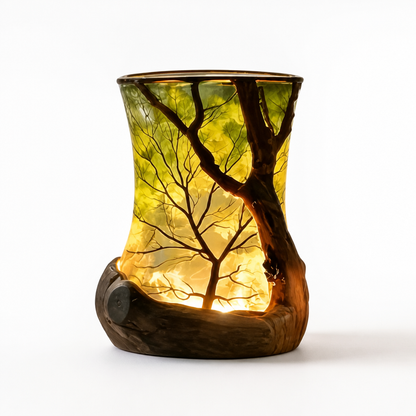 Table Lamp Forest Silhouette Warm LED Battery Powered