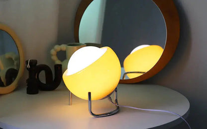 Table Lamp Frosted Glass Globe Tiltable LED Included