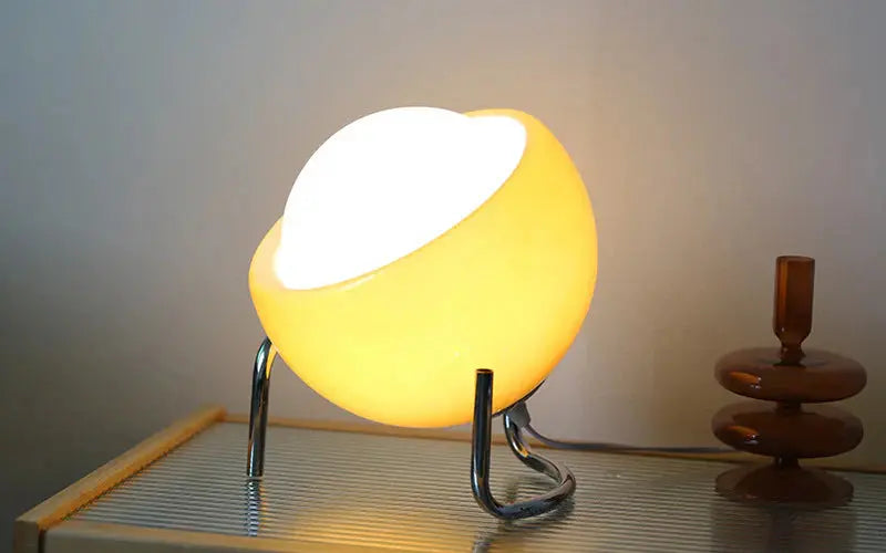 Table Lamp Frosted Glass Globe Tiltable LED Included