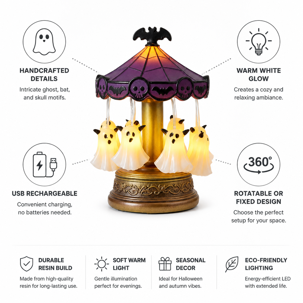 Table Lamp Ghost Carousel Warm White USB Rechargeable