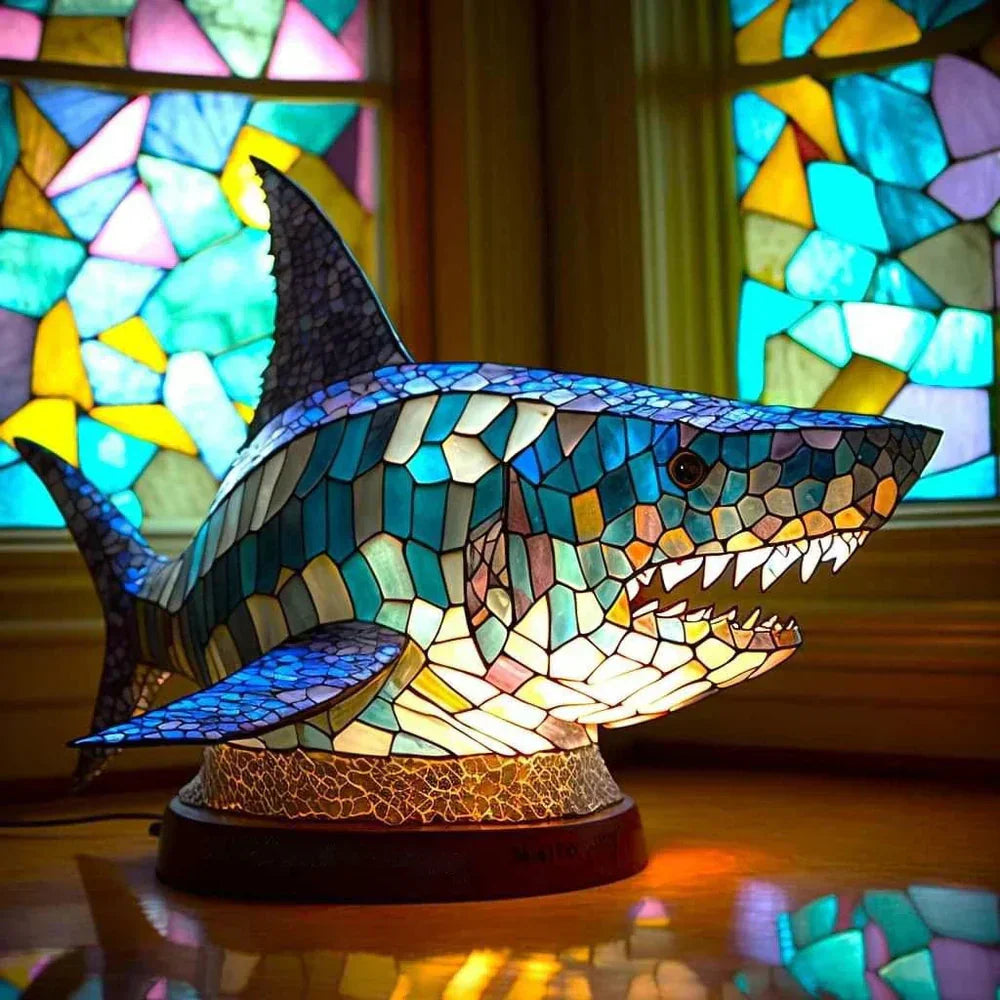 Table Lamp Handcrafted Stained Glass Animal Design