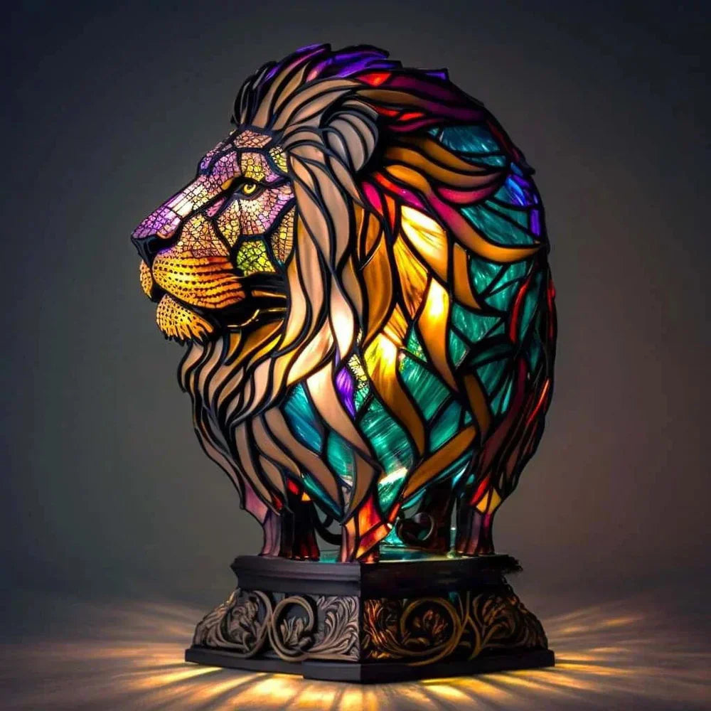 Table Lamp Handcrafted Stained Glass Animal Design