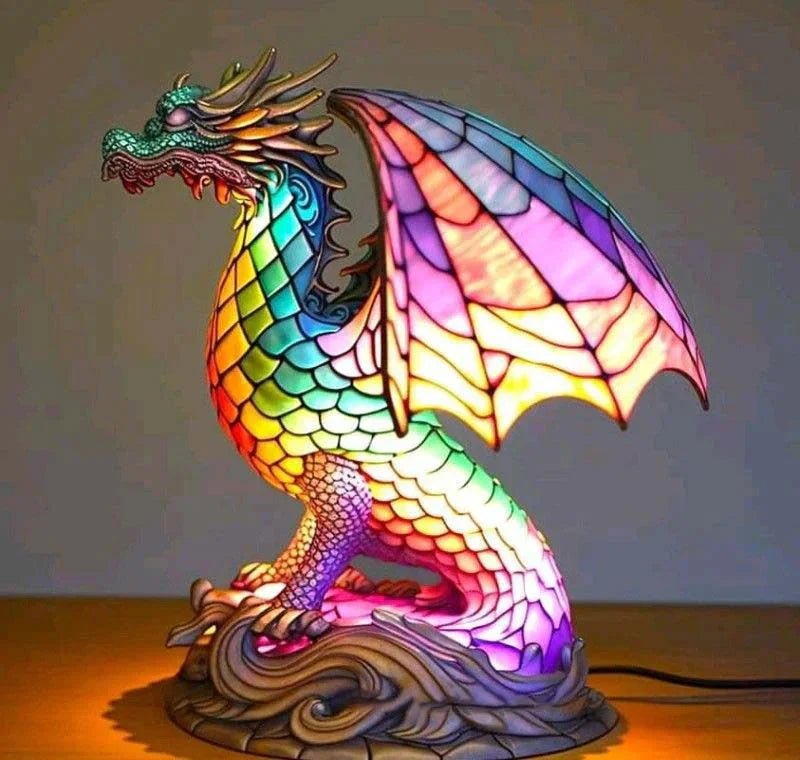 Table Lamp Handcrafted Stained Glass Animal Design