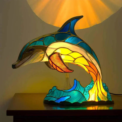 Table Lamp Handcrafted Stained Glass Animal Design