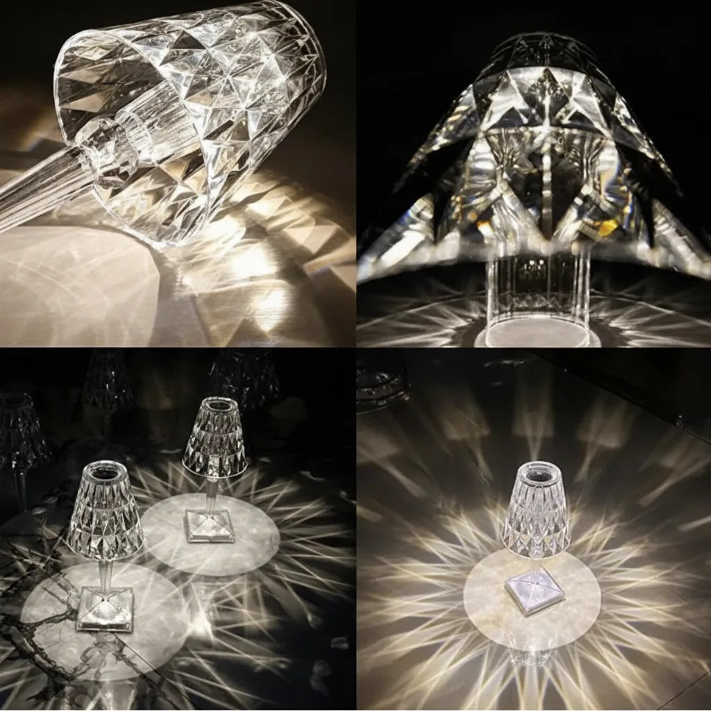 Table Lamp LED Crystal-Cut Acrylic Rechargeable Touch Control