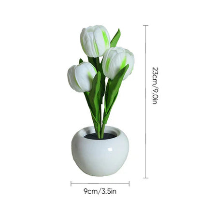 Table Lamp Lifelike Tulip Blossoms USB-Powered