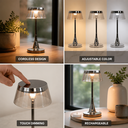 Table Lamp Rechargeable Cordless Warm-To-Cool Touch Dimmer