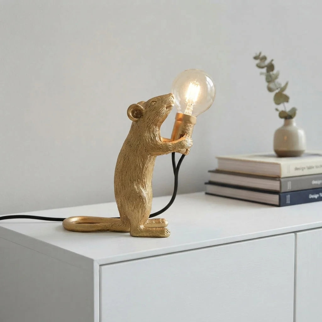 Table Lamp Resin Mouse Sculpture