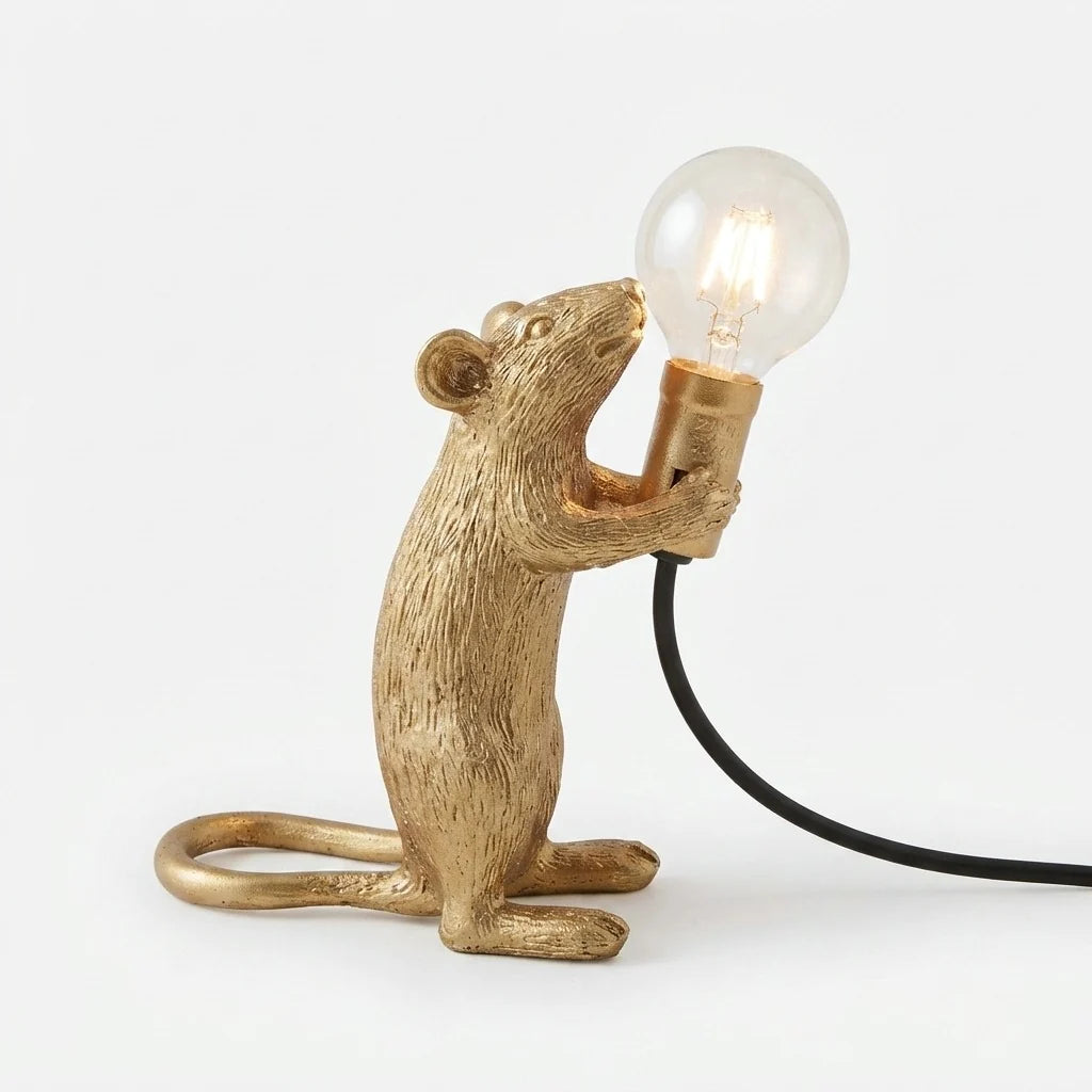Table Lamp Resin Mouse Sculpture