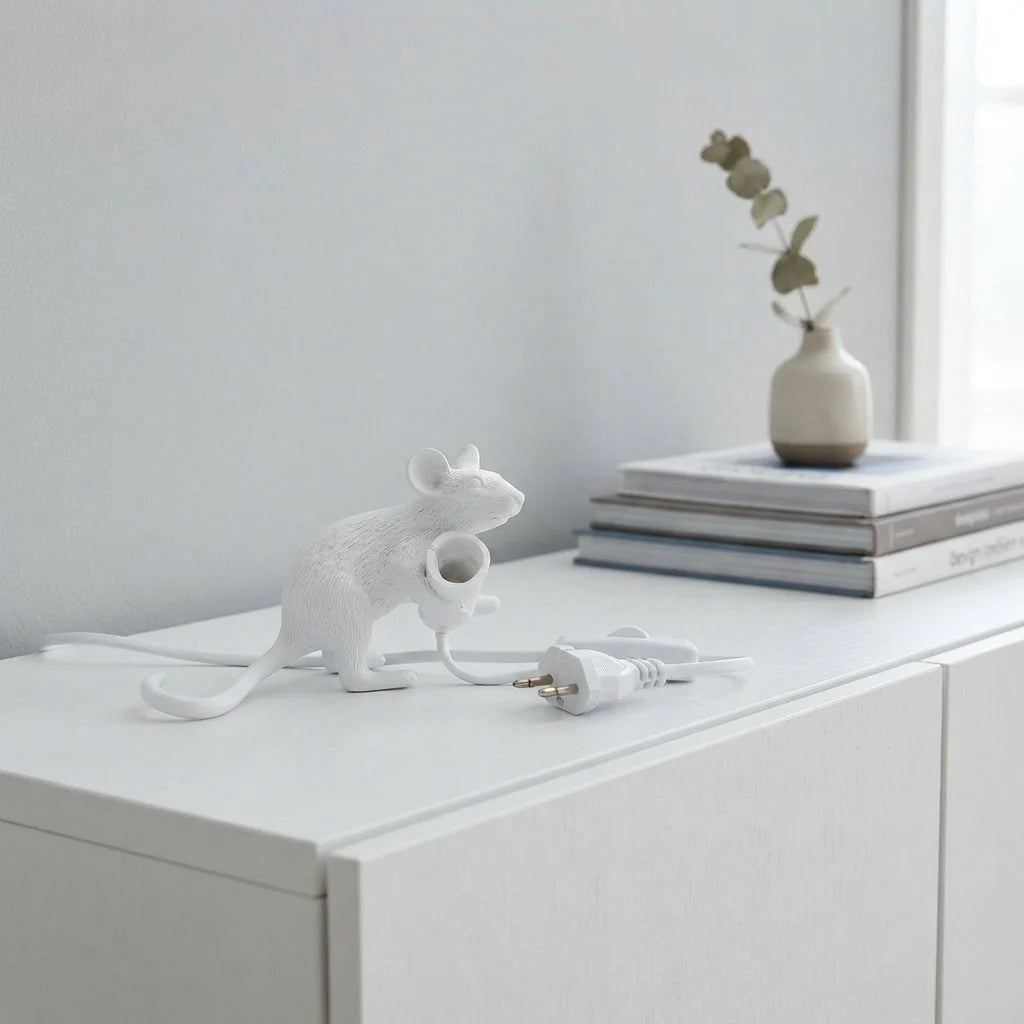 Table Lamp Resin Mouse Sculpture