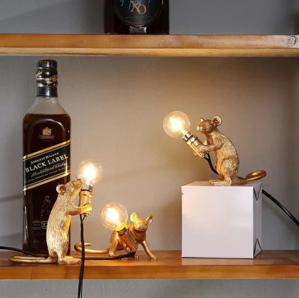 Table Lamp Resin Mouse Sculpture