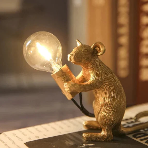 Table Lamp Resin Mouse Sculpture