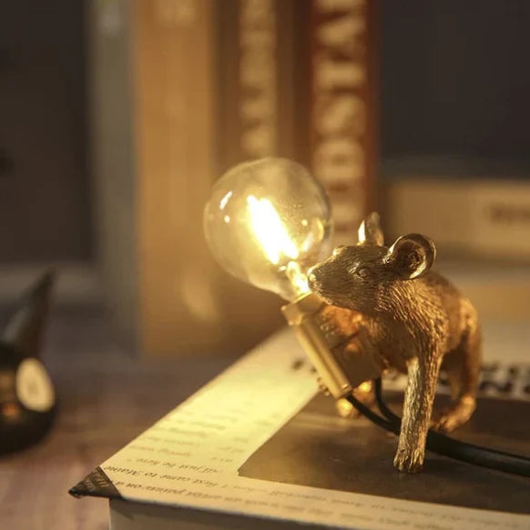 Table Lamp Resin Mouse Sculpture