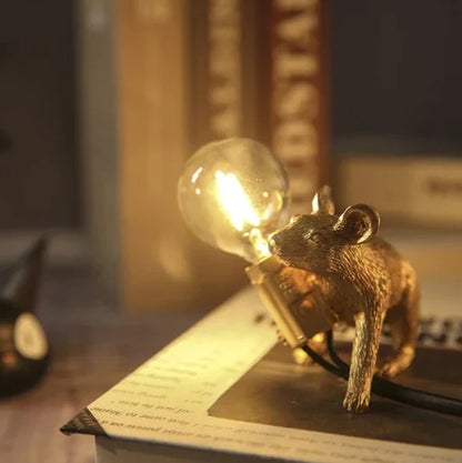 Table Lamp Resin Mouse Sculpture