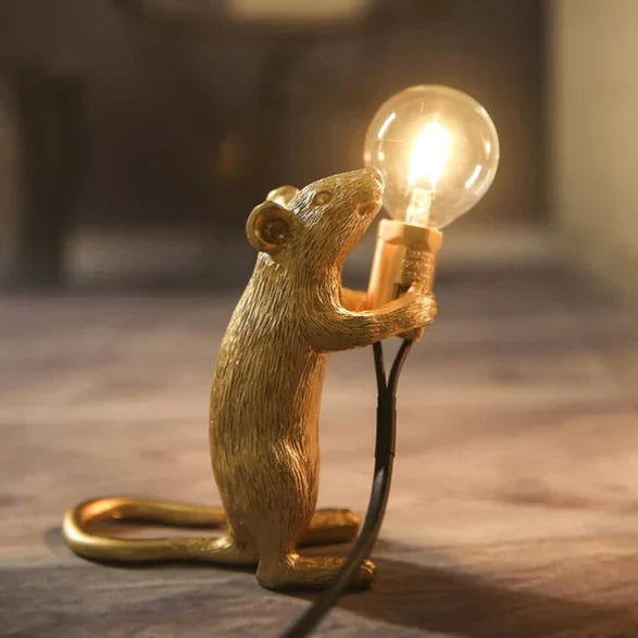 Table Lamp Resin Mouse Sculpture