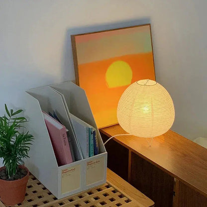Table Lamp Rice Paper Shade Glare-Free E14 Socket