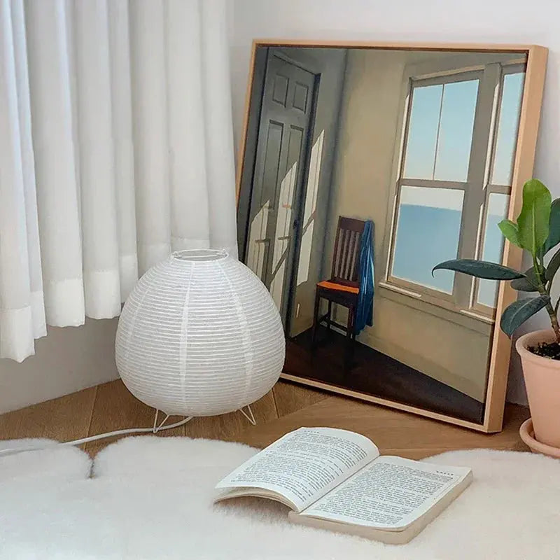 Table Lamp Rice Paper Shade Glare-Free E14 Socket
