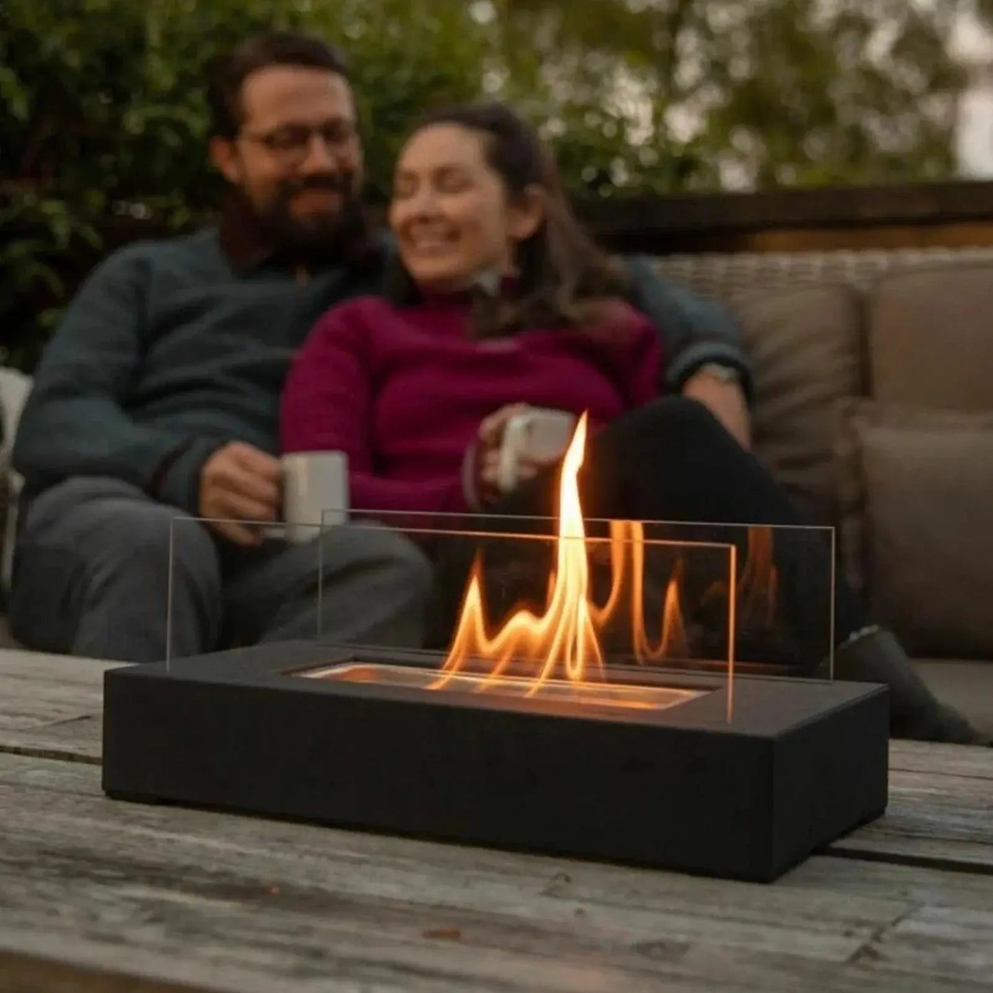 Tabletop Bioethanol Fireplace Clean Burning Laminated Glass