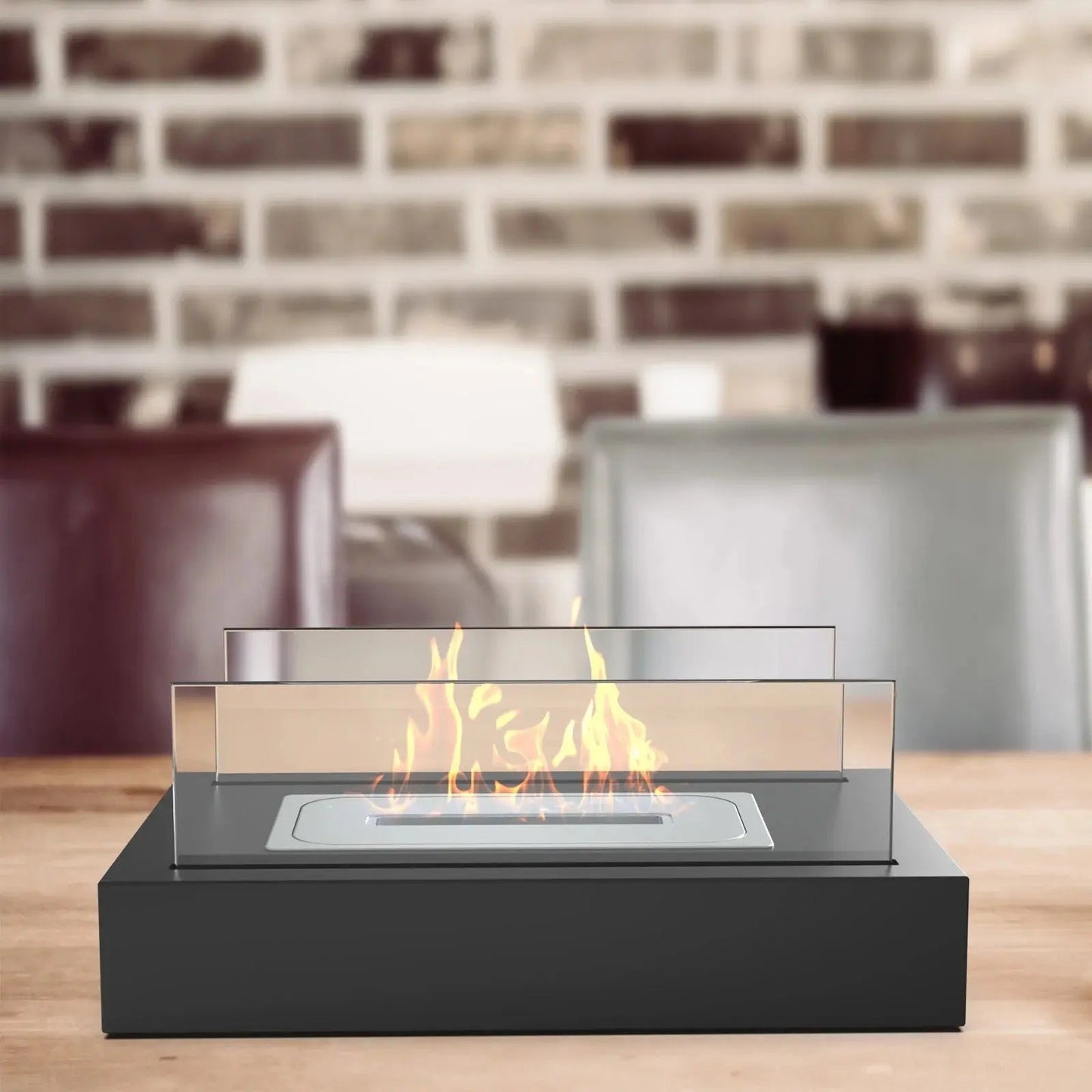 Tabletop Bioethanol Fireplace Clean Burning Laminated Glass